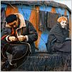 La Strada : photo Anthony Quinn, Federico Fellini, Giulietta Masina
