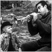 La Strada : photo Anthony Quinn, Federico Fellini, Giulietta Masina